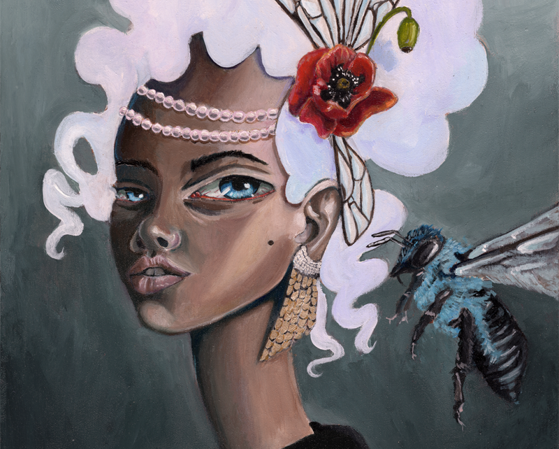 Winged - Lowbrow Painting with Bee and Woman